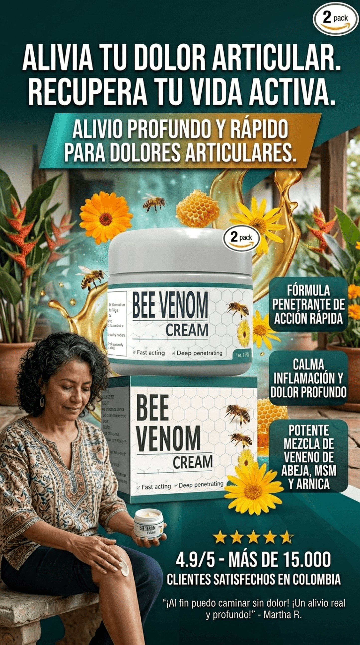 Alivio el dolor articular en minutos con extracto de veneno de abejas